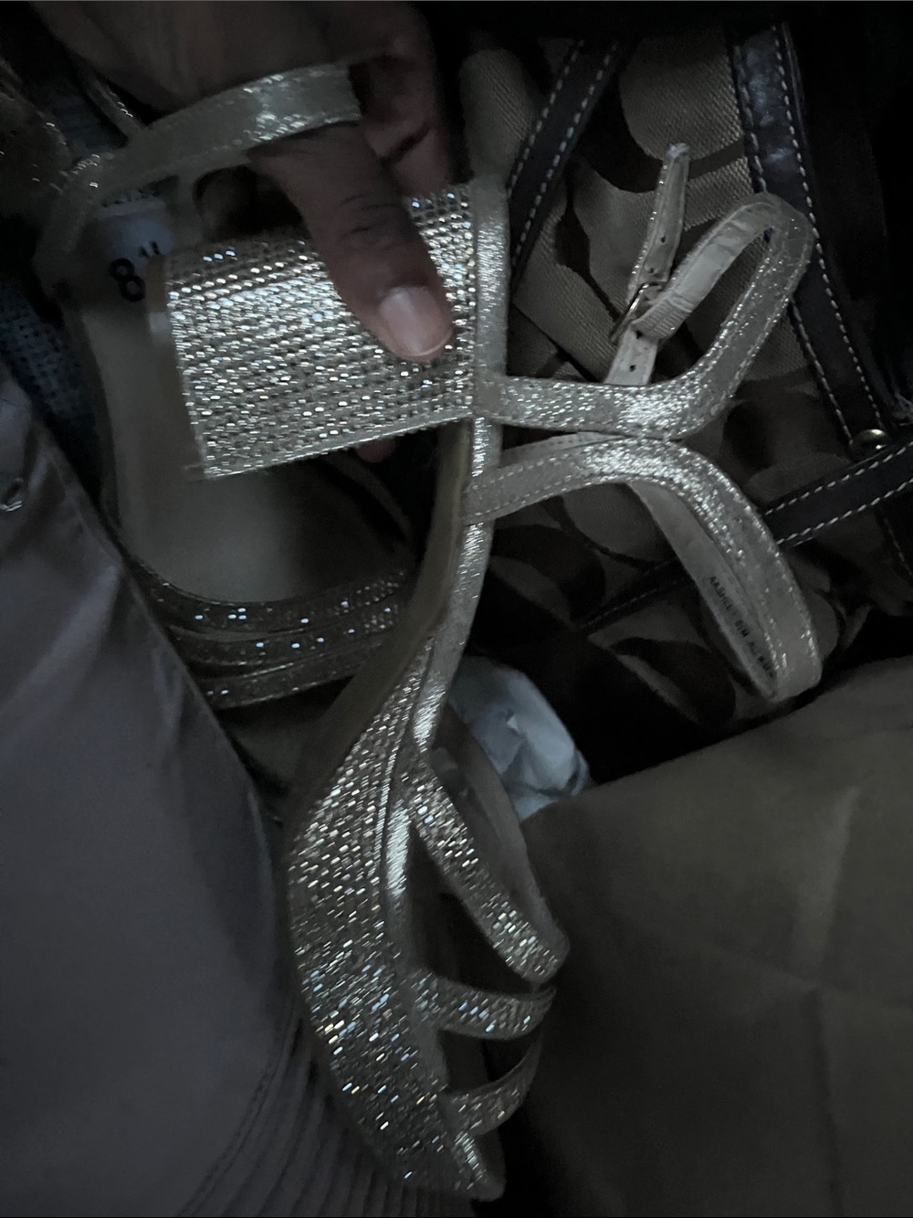 Sparkle Strappy Block Heel Sandals - Gold
